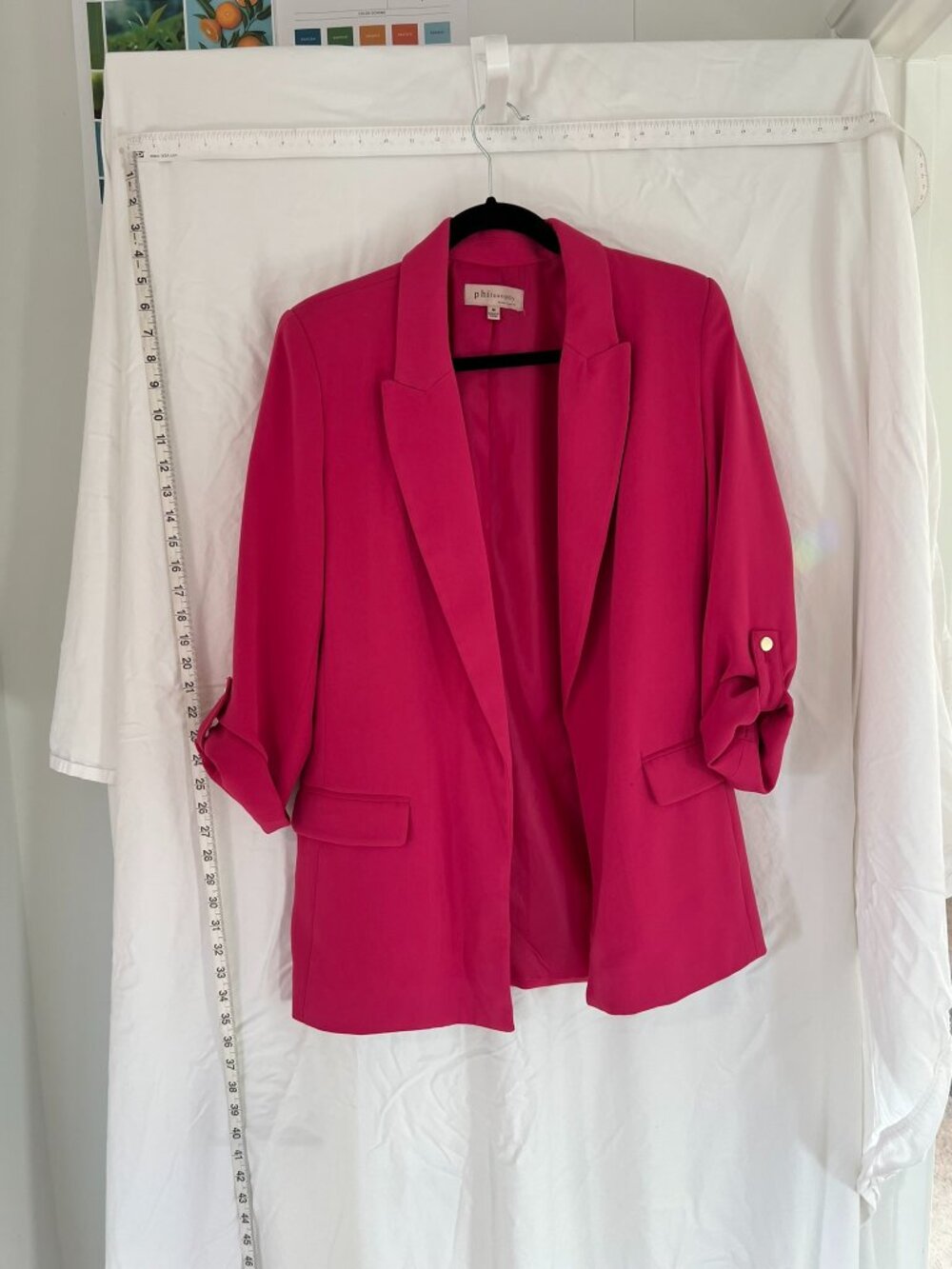 Philosophy Blazer Jacket Women's Red Medium Polyester Peak Lapel Classic Casual